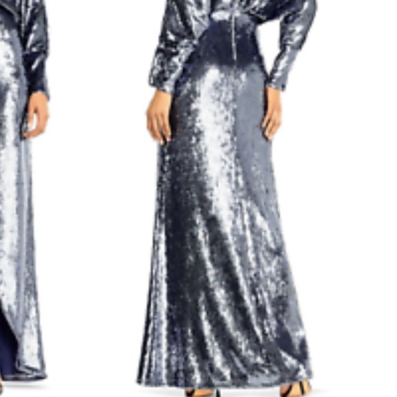 NWT Adian Mattox New Years Eve Full Sequin Silver Blue holiday party dress, 4 - Picture 6 of 6